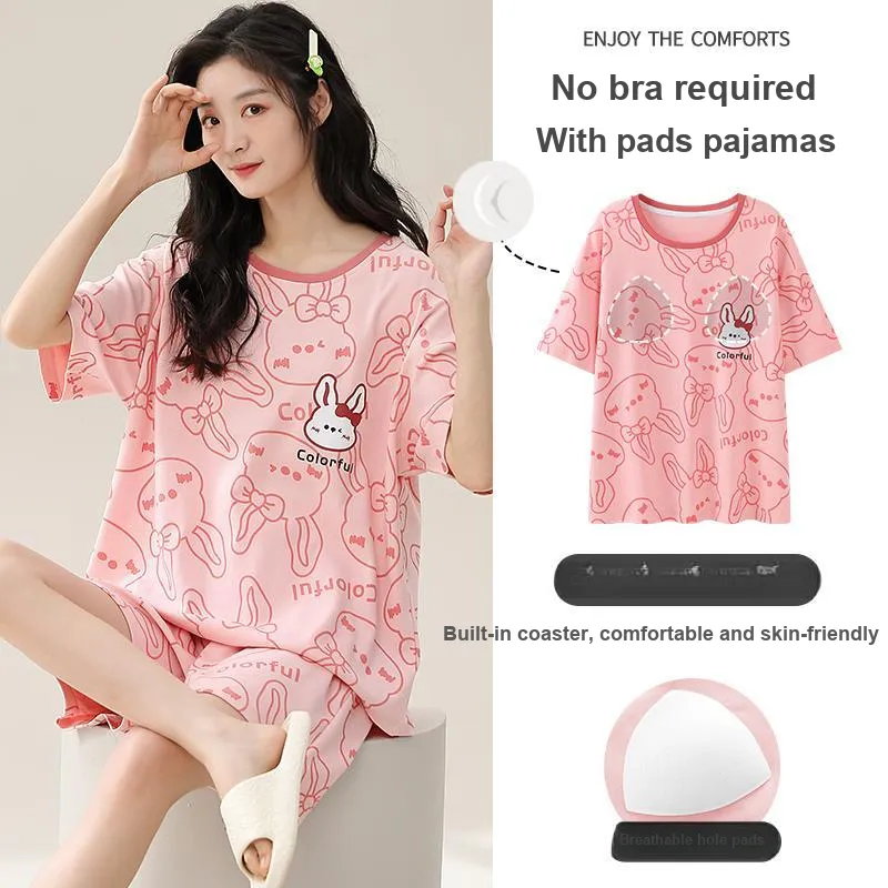 Cotton Gene Pajama Set Women's Pink-2