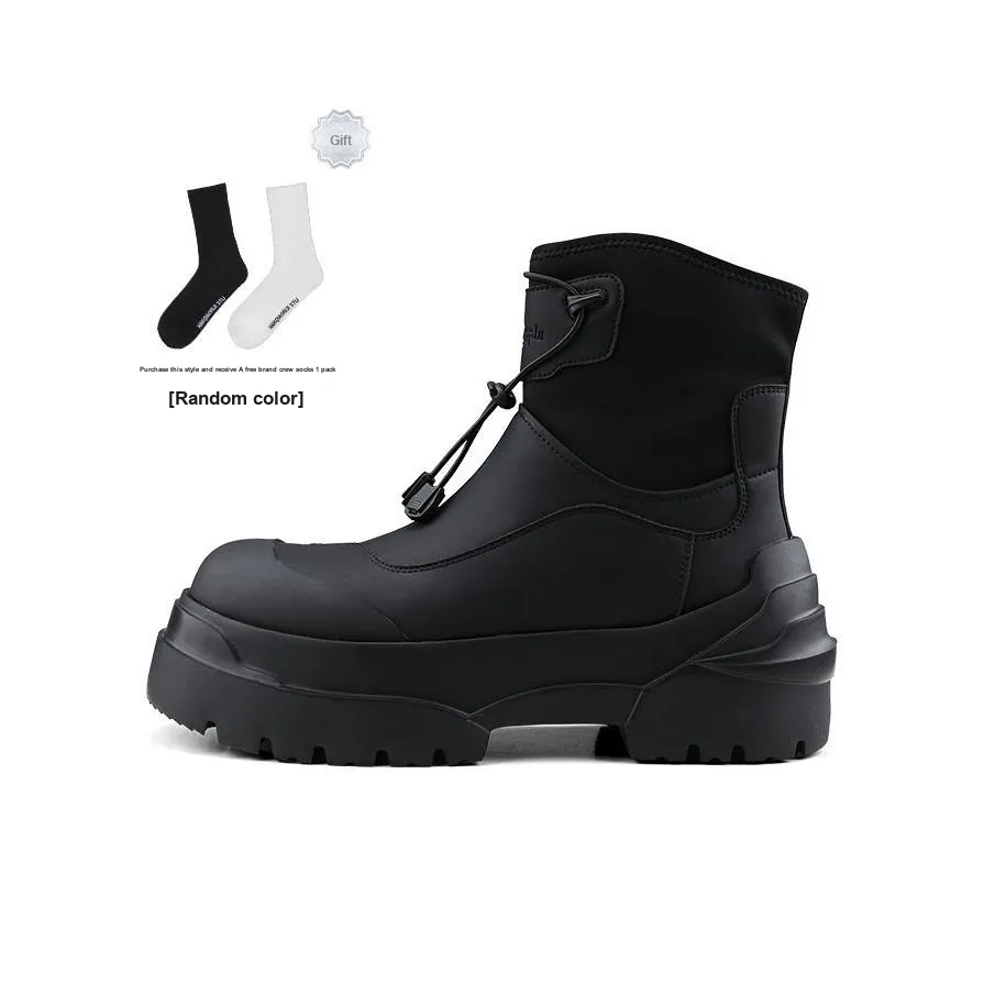 HANQIAORIJI Heavy Industry Series Ankle Boots 5cm Unisex Black