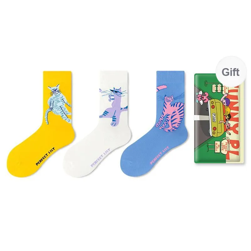 PL Mid Calf Socks Unisex Shopping Bag 3 Pack Mixed Color-0