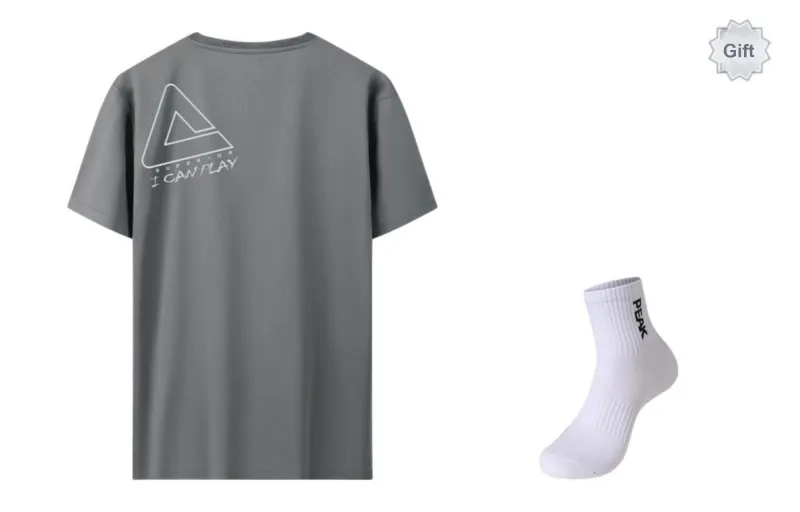 PEAK Comprehensive Sports Series T Shirts Men Gray Comes With Socks-0