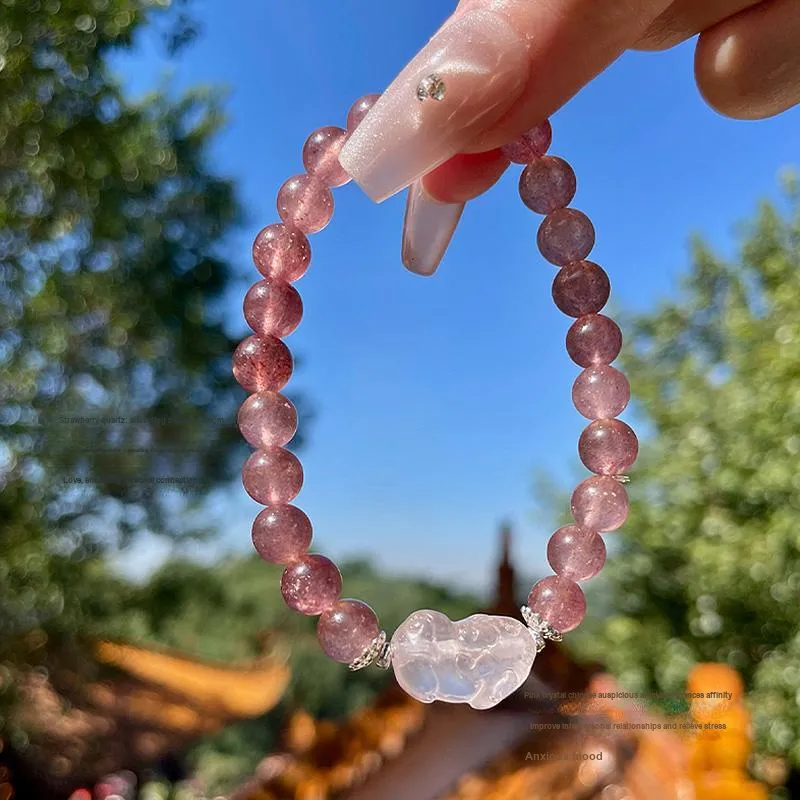 LUXLINE Natural Strawberry Quartz Bracelets Women's-1