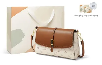 15 MINS PVC And Synthetic Leather Crossbody Bag Shoulder Bag Small Size Women's Coffee/Ecru