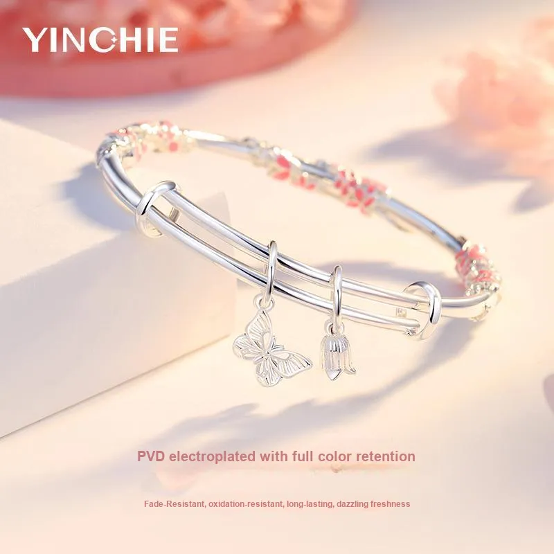YINCHIE New Chinese Style Luxurious Niche Plain Band Bangles Women's-3