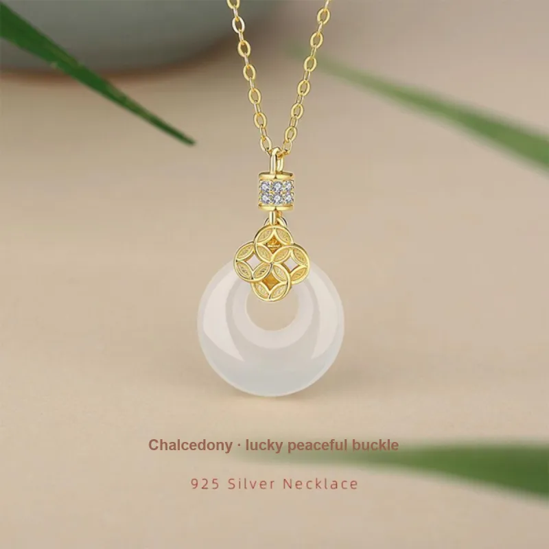 PUTUOSHANWENCHUANG Chalcedony Jade Necklaces Unisex-1