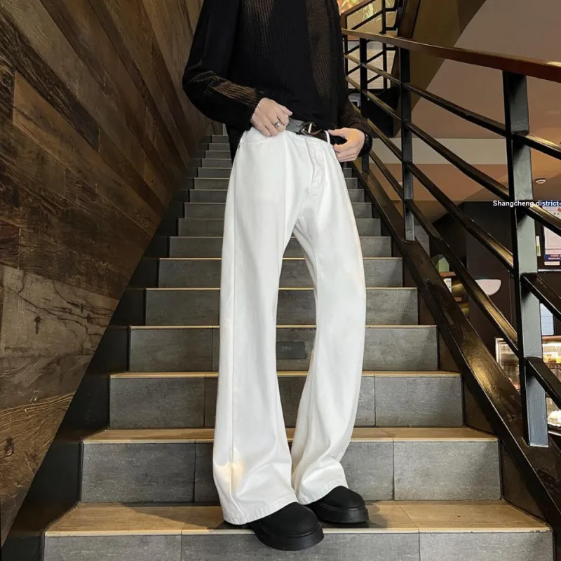 DANJUE Luxury Streetwear Bootcut Pants Versatile Basic Slimming Height Increasing Pants Unisex-4
