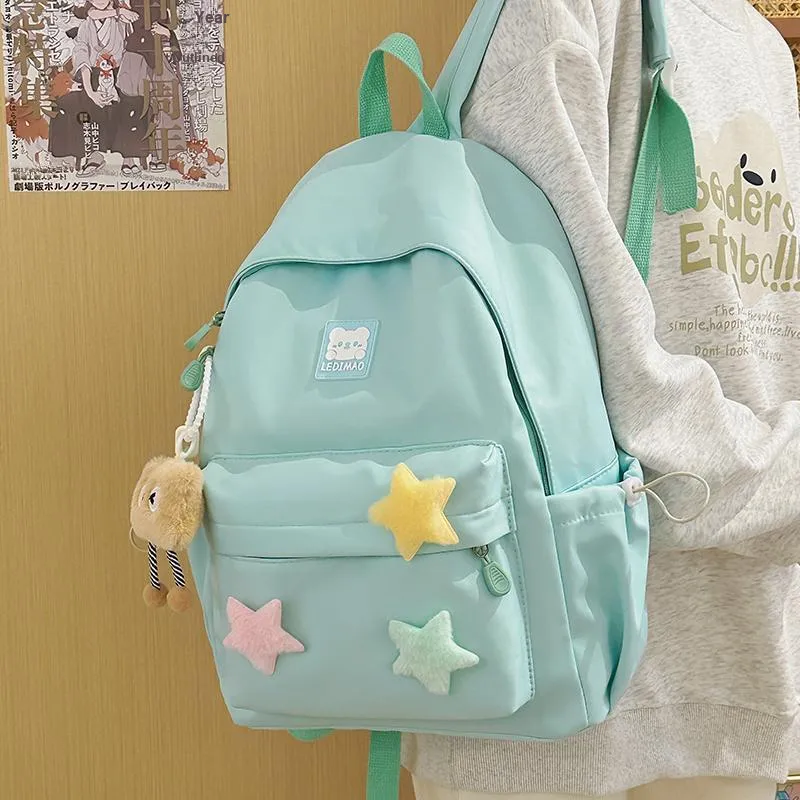 DALO Nylon Backpack Women's White/Pink/Yellow/Green/Black-17