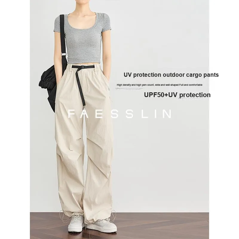 FAESSLIN Wide Leg Parachute Cargo Pants Women's-5
