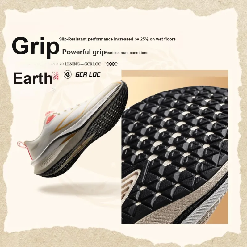 LiNing Red Hare 7 Pro Shock Absorbers With Slip Resistant Features Low Top Running Shoes Men's White Gold-7