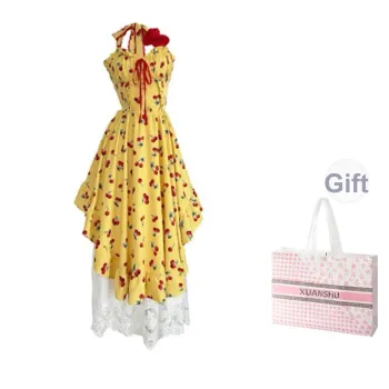 XUANSHU Slip Dress Women's Yellow