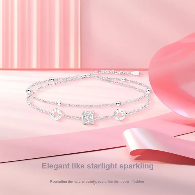 NUSQ Sterling Silver Zircon Bracelets Women's-1