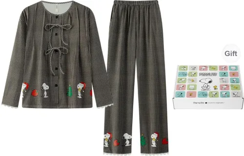 Gongdie x SNOOPY/, Pajama Set Women's Gift Box Set Black
