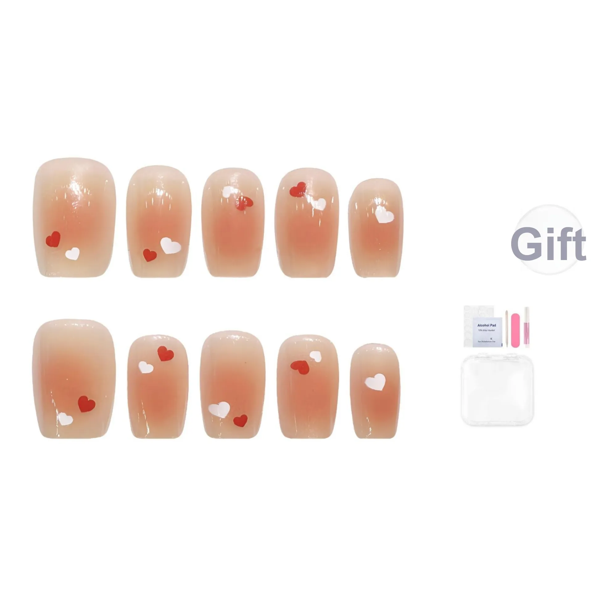 Yun Yue Joe Милый Сердце Розовый Румяна Blending False Nail Короткий LADDER 14mm