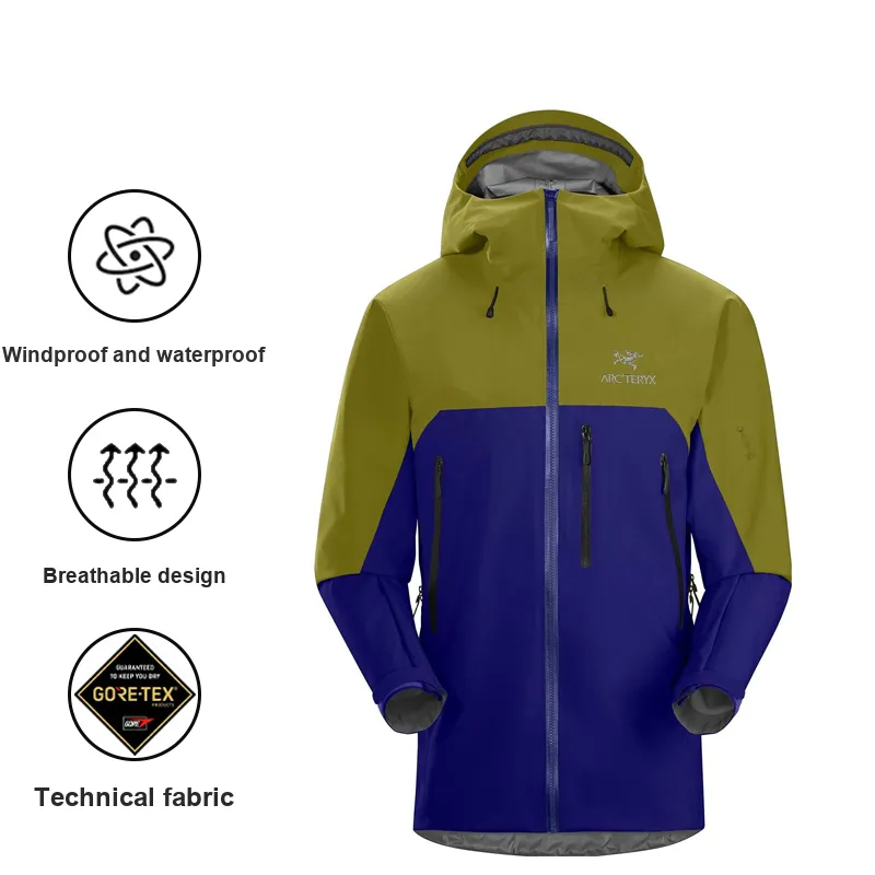 Arcteryx BETA SV Waterproof, Windproof, And Breathable Windbreaker Jacket Men's Yellow Blue-3