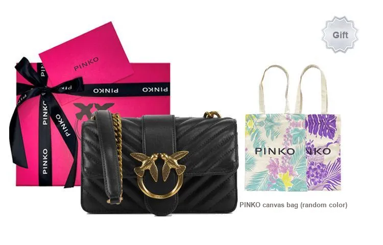 PINKO Leather Shoulder Bag, Crossbody Bag Women's Black-8