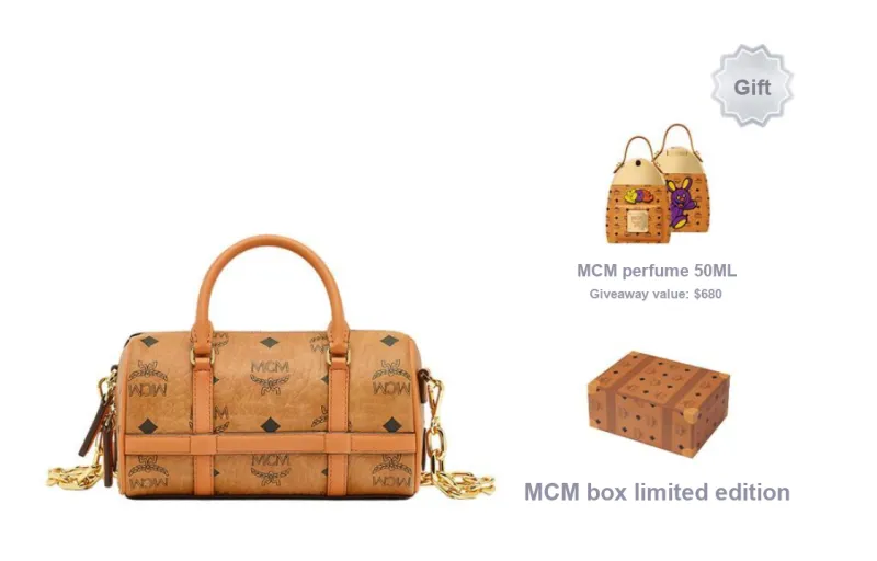 MCM Delmy Boston Bag Mini Visetos Cognac-5