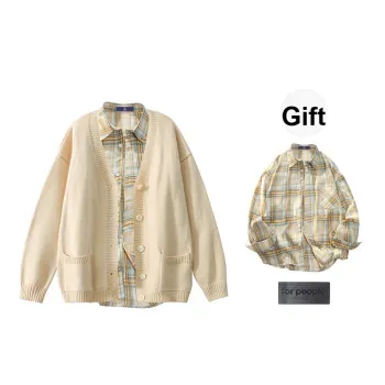 FAX FOR FMACM Knitwear Unisex Apricot+Yellow Plaid