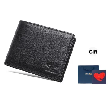 SEPTWOLVES Top Grain Cow Leather Wallet, Card Holder Men's Black