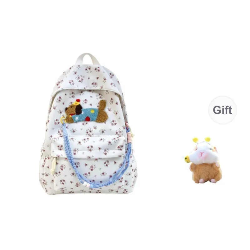 Yalu Nylon Backpack Unisex Beige/White/Coffee/Pink-12
