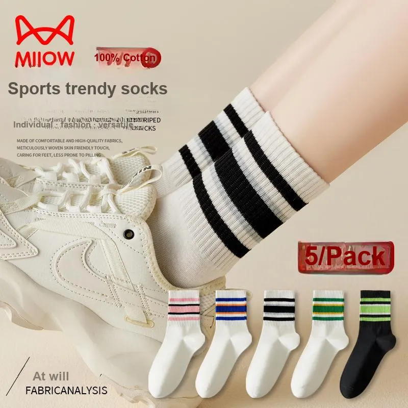 MIIOW Mid Calf Socks Women's 5 Pack-7