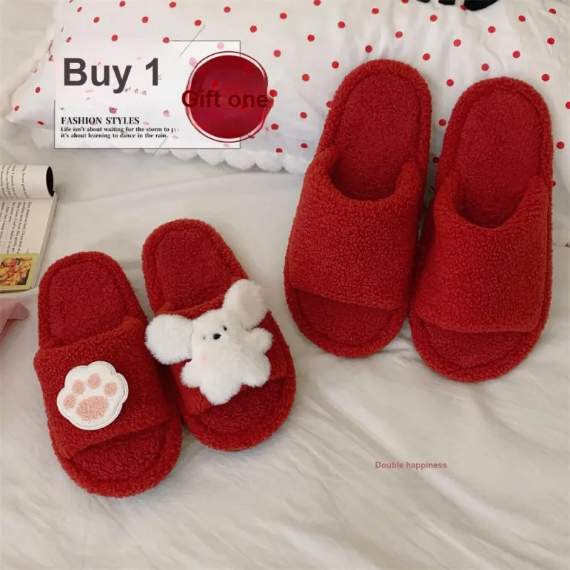 Thin Strips Slippers Unisex, Red-5
