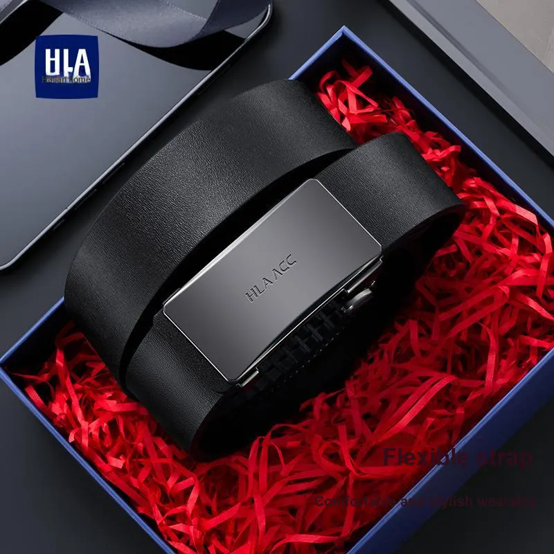HLA Split Cow Leather Belts Men's Width 3.4cm-1