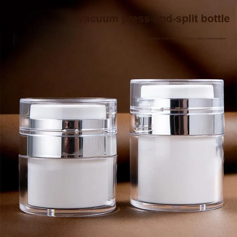 JINGLINGLONG Vacuum Push Button Dosing Bottle Travel Portable Cosmetics Lotion Dosing Box 15ML-1
