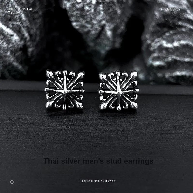 Love 925 Sterling Silver Stud Earrings Men's-1