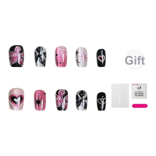 JIABITU Midnight Party False Nail Short LADDER Однотонный Gradient New Chinese Style 14mm