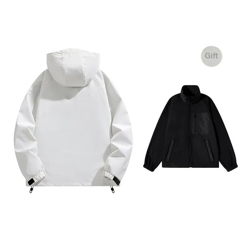 PISYPOX Waterproof And Windproof Windbreaker Jacket Unisex Black-12