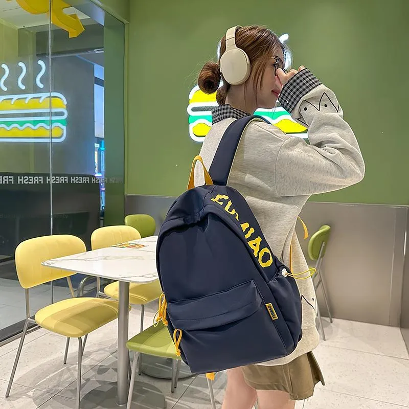 LUVISTRUE Nylon Backpack Unisex White/Black/Burgundy/Yellow/Navy Blue-23