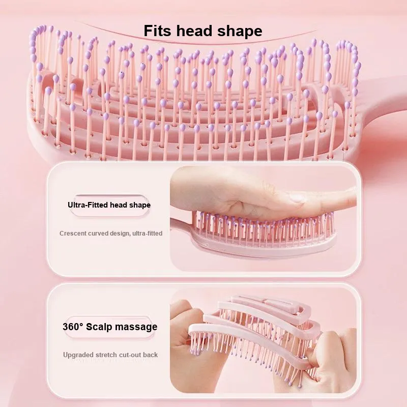 Xiang Ning Pai Rib Comb For Women's Oily Hair Styling, High Crown Volumizing, Large Curved Comb, Massage Comb Massage-3