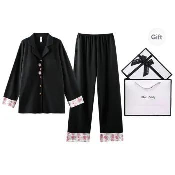 Q'NIANMA Pajama Set Women's Gift Box Set Elegant Black