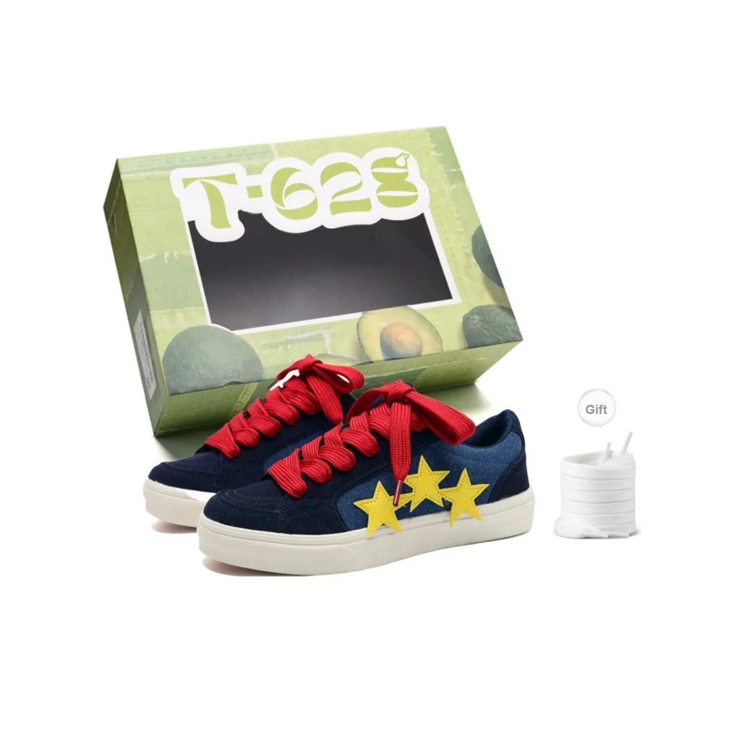 T628 Stars Puffy Shoes Slip Resistant, Abrasion Resistant, Lightweight Low Top Skateboard Shoes Unisex