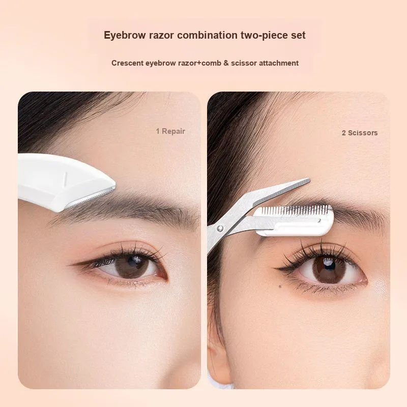 Oeiez Crescent Eyebrow Razor Blade Beginner Magnifying Anti Gouging Eyebrow Trimming Set Make up Tools-13