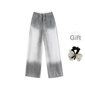 PAVEA Jeans Women's Tie Dye Gray+Hair Tie Comes With