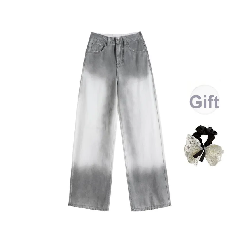 PAVEA Jeans Women's Tie Dye Gray+Hair Tie Comes With-0