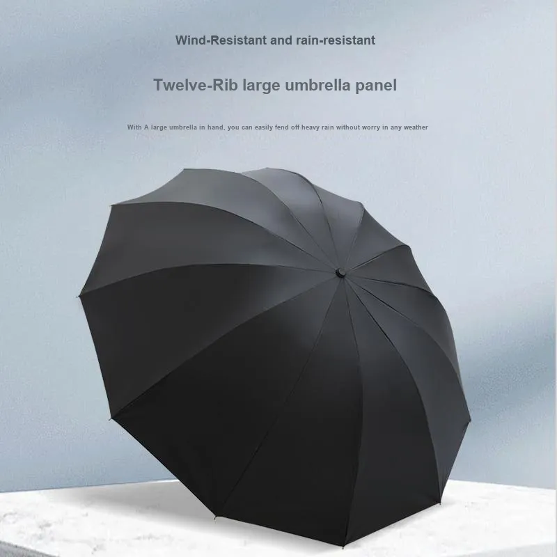 Sunny Edge PLUS Extra Large Business Umbrella 12 Rib Three Fold Vinyl Umbrella Sunny And Rainy Dual Use Multicolor-1