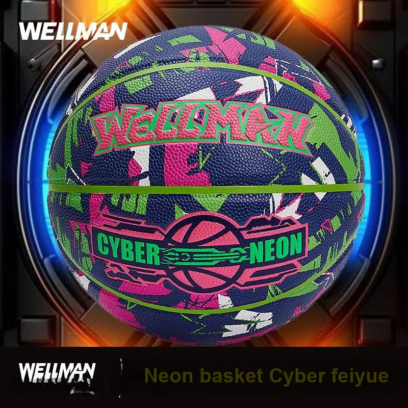 WELLman PU Basketball Blue Pink Size 7 Street Training Competition Unisex-4