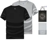 100% cotton 2 Pack (Black+Heather Gray) with Shopping Bag Included