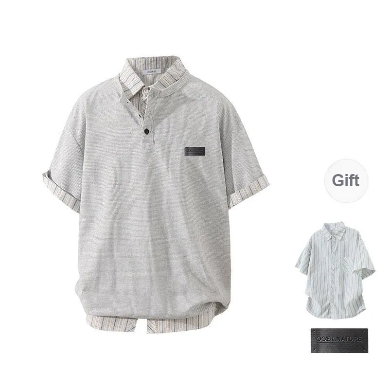 OGEK T Shirt Unisex White Comes With White Blue Shirt+Brooch-4