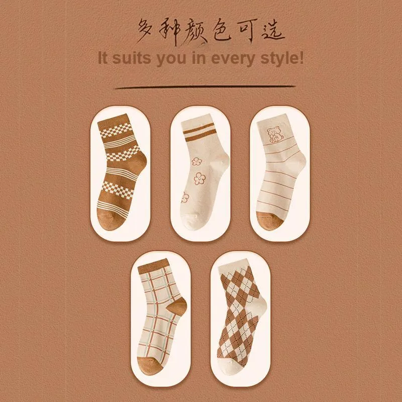 Yalu Mid Calf Socks Women's 5 Pack-8