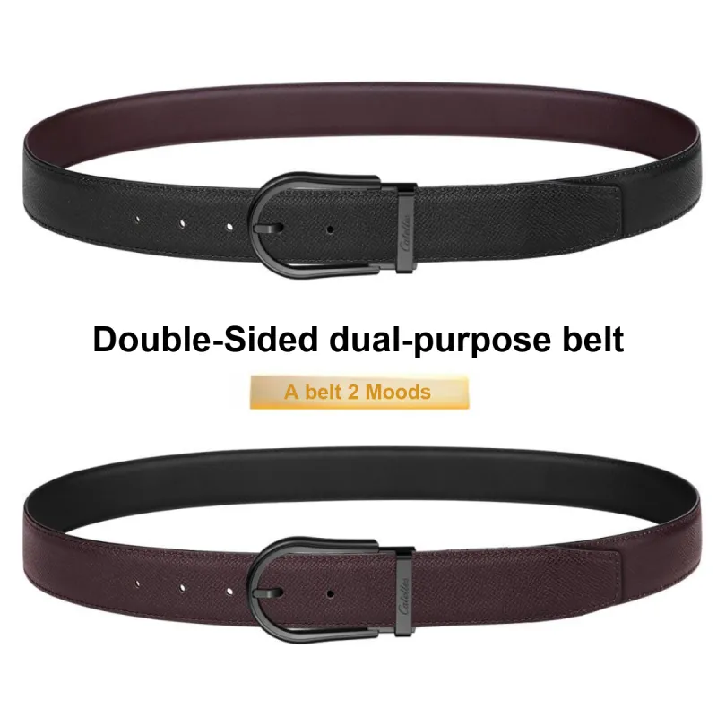CATELLES Dual Sided Soft Top Grain Cow Leather Leather Belts Men's 3.5cm-15