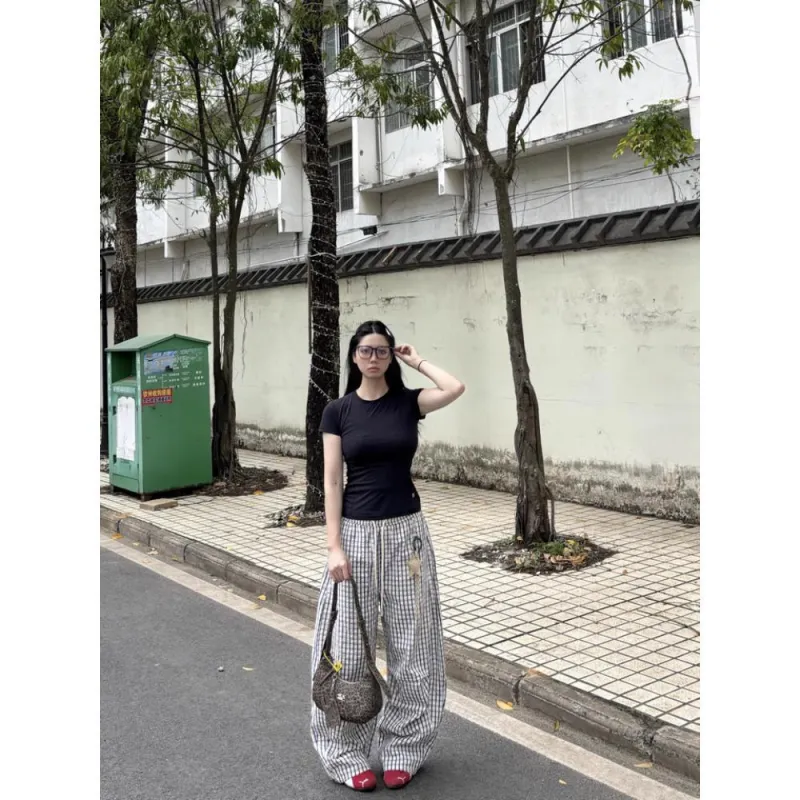 PVPVPV Casual Pants Unisex Plaid-4