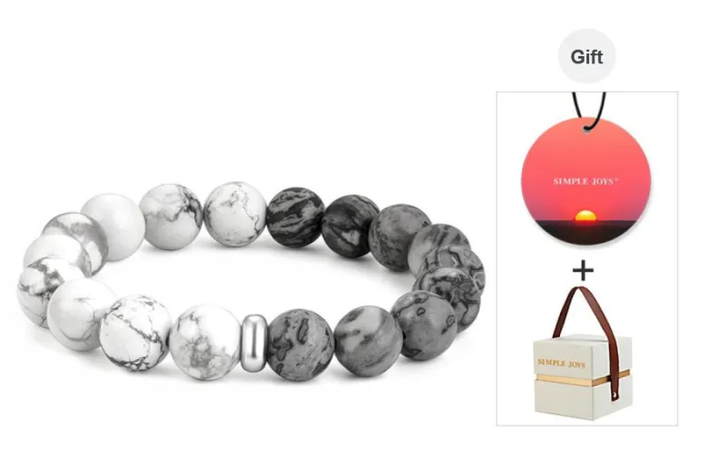 SIMPLE JOYS Bracelets Unisex Map Stone White Turquoise Stretchable Minimalist Style New Chinese Trend-14
