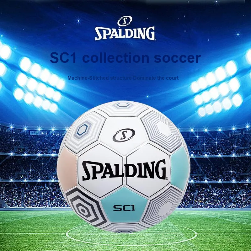SPALDING Competition Balls Size 5 Soccer TPU Machine Stitched Soccer Ball Unisex White Gray-3