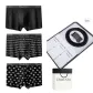 [Genuine Leather Belt][Black+Letter+Block]3 Pack Underpants Box