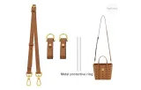 MCM Brown 1.5cm Adjustable Shoulder Straps 75-100cm+Brown Abrasion-Resistant Buckle 1 Pair [Includes Metal Protective Rings 1 Pair]