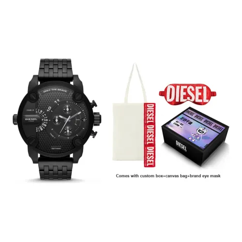 DIESEL Мужские часы Кварцевый механизм Ремешок из нержавеющей стали 51 мм Черный циферблат