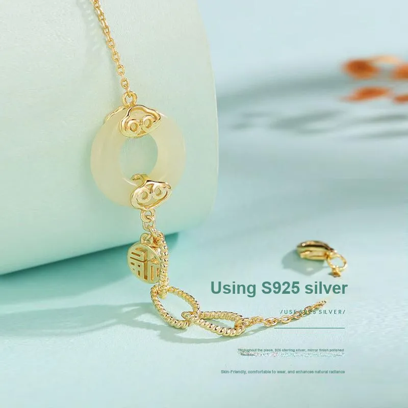 Long Fu Hetian Jade Bracelets White Jade/Pale Greenish White Jade Women's-2