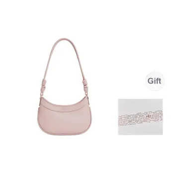 CHARLES&KEITH PU One Shoulder Bag Crossbody Saddle Bag Small Size Women's Cream Milk White/Light Pink Light Pink